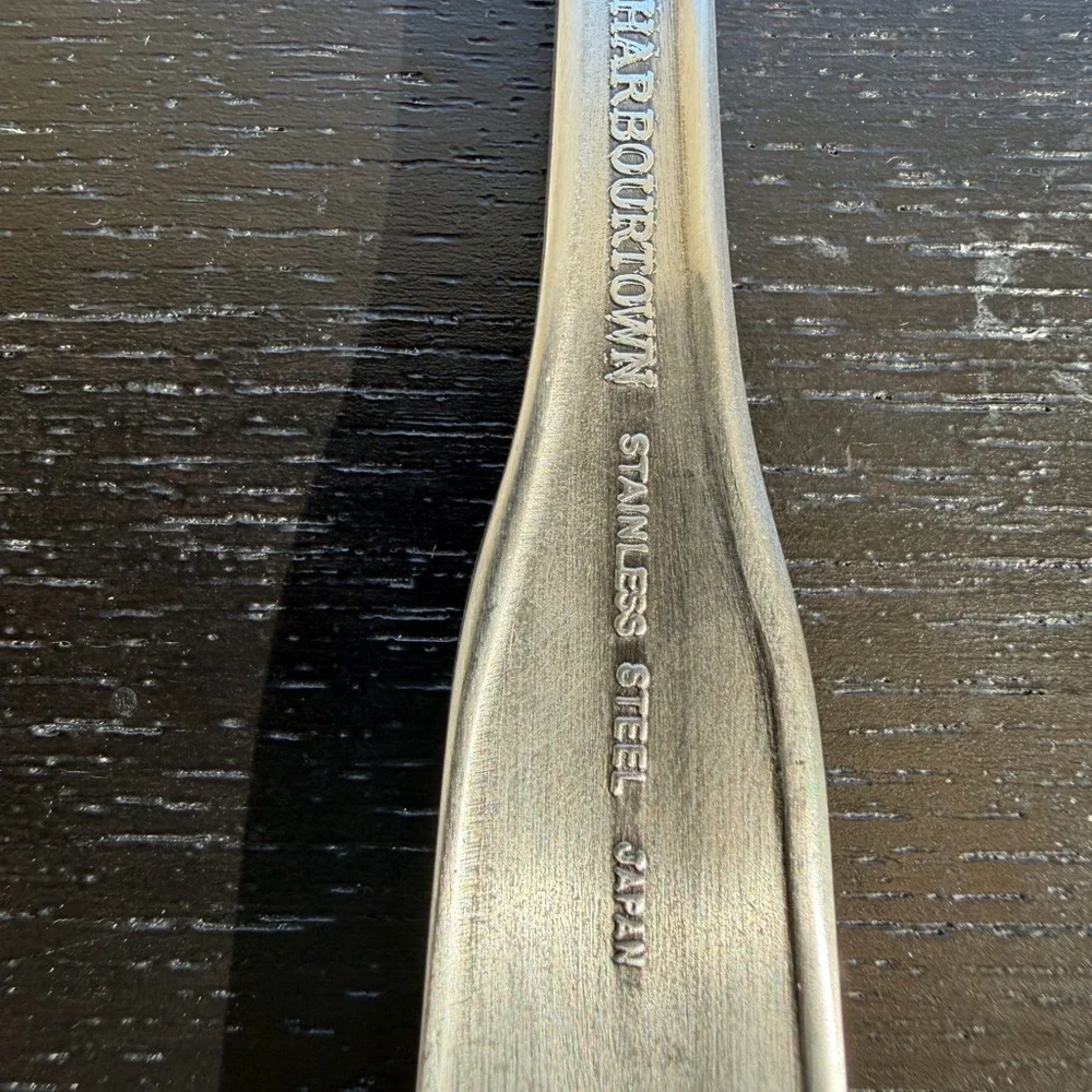 Harbourtown 5 Vintage Stainless Steel Japan Beaded Handle Oval Soup Spoons 71/8”